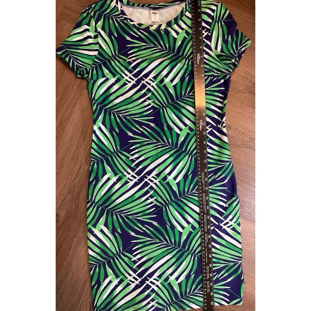 Old Navy Tropical Stretch Dress Blue Green XS Floral Cruise Beach Travel Boho - Picture 7 of 7